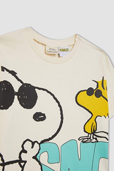 DeFacto Boy's Snoopy 2-Piece Set Short-Sleeved T-Shirt Sea Shorts B7612A824Hs