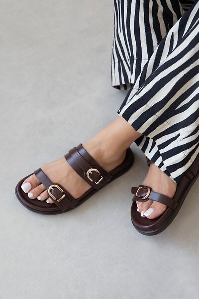 STRASWANS Keysi Women's Buckle Detail Daily Comfort Slippers Brown