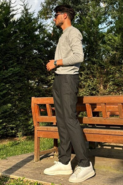 inpool Erkek, Beli lastikli, diagonel kumaş, old money culture, duble paça, regular fit pantolon 24INP291