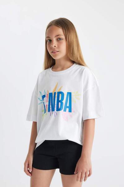 DeFacto Κοντομάνικο μπλουζάκι για κορίτσια NBA Wordmark Oversize με φαρδύ λαιμόκοψη C4831A824SM