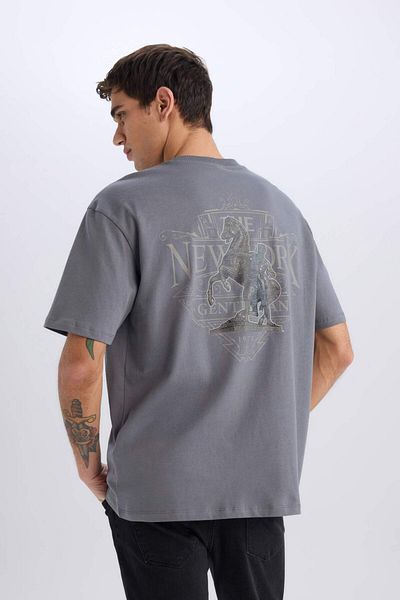 DeFacto Oversize Fit Crew Neck Back Printed Short Sleeve T-shirt C7162AX24SM