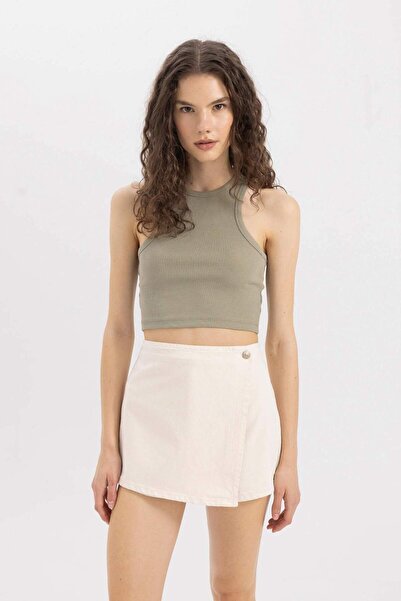 DeFacto Yüksek Bel Dokuma Şort Etek C0699AX24SM
