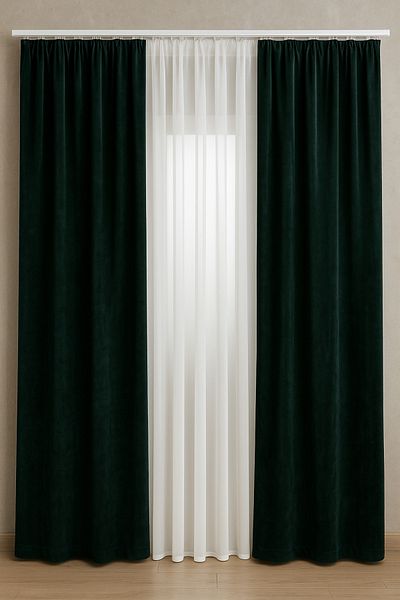 Miabella Home Μοντέρνα κουρτίνα φόντου με βελούδινη υφή Extraphore Gathered - Μονή πτέρυγα με απλή ραφή
