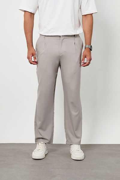 GETMAH Men's Gray Baggy Fit Back Elastic Trousers