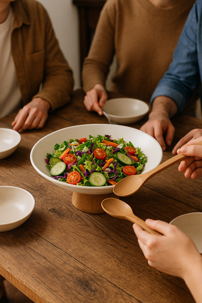 Akayev Porcelain Wooden Leg 25 cm Presentation Bowl Fruit Bowl