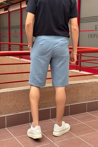 inpool Erkek, bel lastikli, Regular Fit, Müslin dokuma, %100 pamuk, yazlık şort-bermuda 303