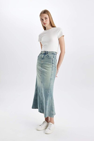 DeFacto Long Fit Jean Long Size Skirt C5534AX24SM