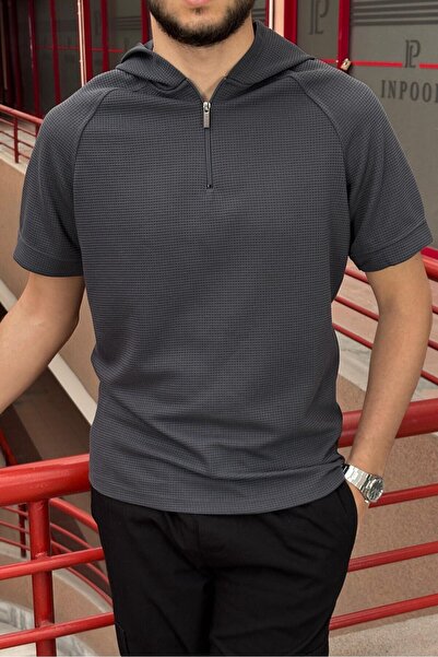 inpool Men's Hooded Half Zipper T-Shirt - Use169