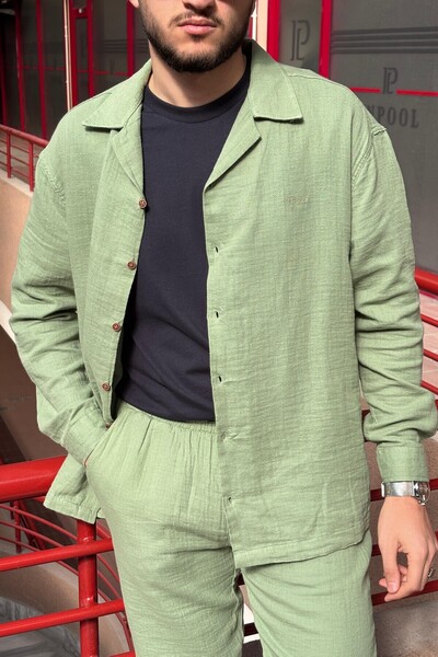 inpool Muslin Woven, Summer&Spring, 100% Cotton, Oversize Shirt-Pants Set G11-295