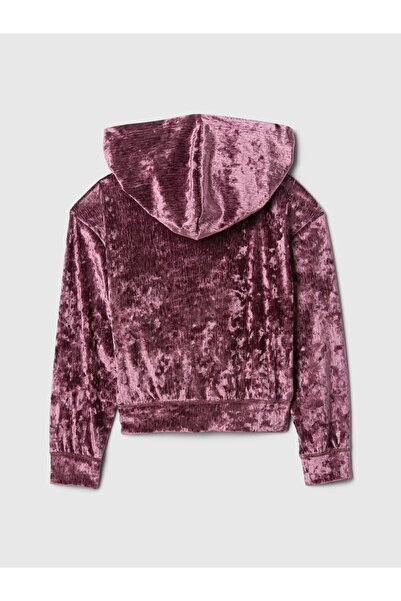 GAP Kız Çocuk Mor Relaxed Fit Kadife Sweatshirt