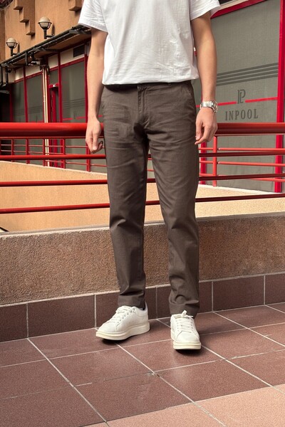 inpool Erkek, Keten dokuma, Pamuklu kumaş, Regular fit, Mevsimlik Pantolon 294