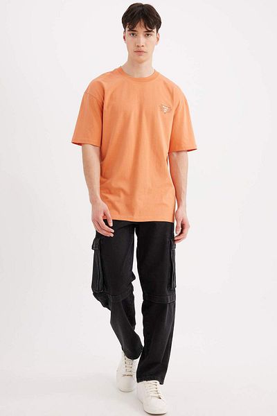 DeFacto Boxy Fit Crew Neck Printed Short Sleeve T-shirt C2729AX24SM