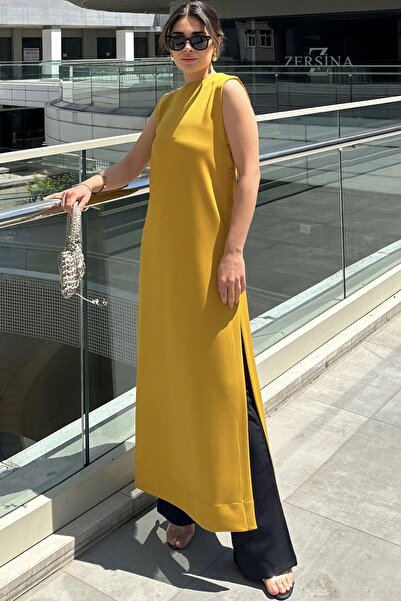 NEW LAVİVA Rochie tunică din lycra, fără mâneci, cu decolteu rotund, cu fante...