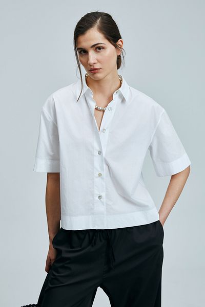 Lufian Women's Ecru Cotton Shirt Fama