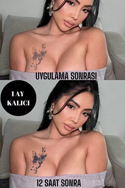 incebeltayt Kelebek Figürlü 12 Saat Sonra Kararan Geçici Dövme 1 Ay 30 Gün Kalıcı