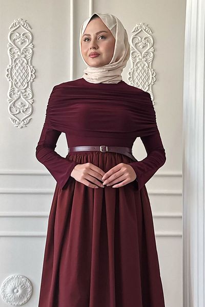 InStyle فستان درابيللي ساندي قطن أحمر