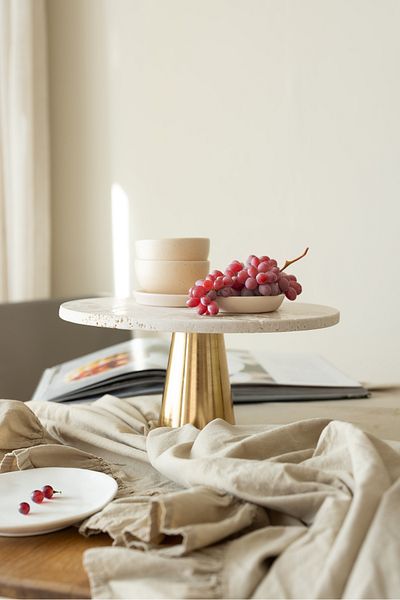 Akayev Travertine 25 cm Gold Conical Foot Presentation Stand