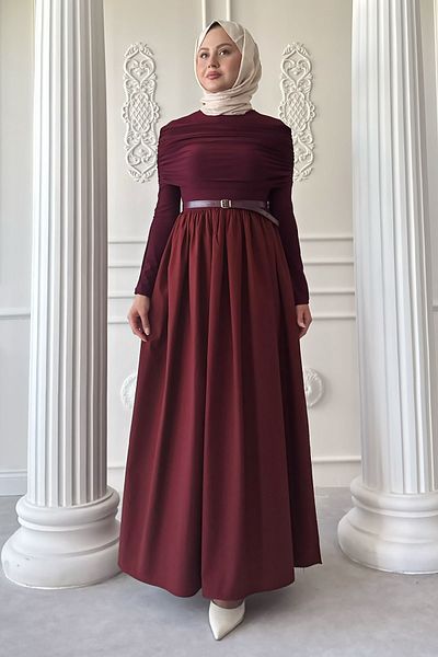 InStyle فستان درابيللي ساندي قطن أحمر