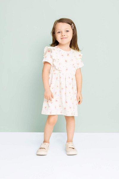DeFacto Baby Girl Floral Short Sleeve Dress C5973A524SM