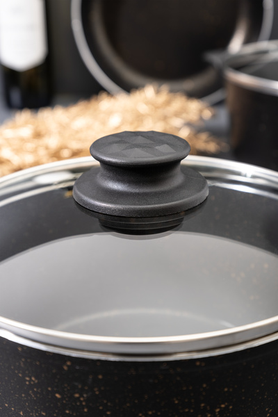 Skygo Avng 7-Piece Black Granite Pot Set – Durable, Non-Stick, Stylish Design 26 cm