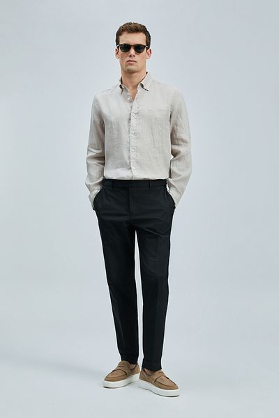 Lufian Pitaya Men's Linen Shirt Comfort Fit Beige