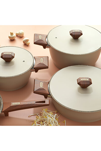 Schafer Toscana Döküm Tencere Seti 7 Parça-Krem