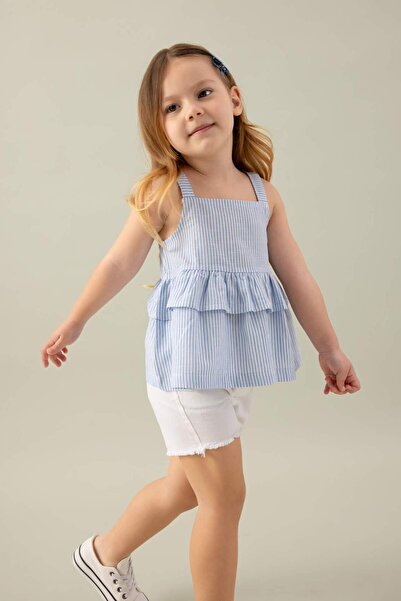 DeFacto Kız Bebek Kare Yaka Çizgili Poplin Askılı Bluz C3764A524SM