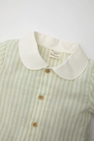 DeFacto Baby Boy Newborn Baby Collar Striped Short Sleeve Woven Jumpsuit C5180A524SM