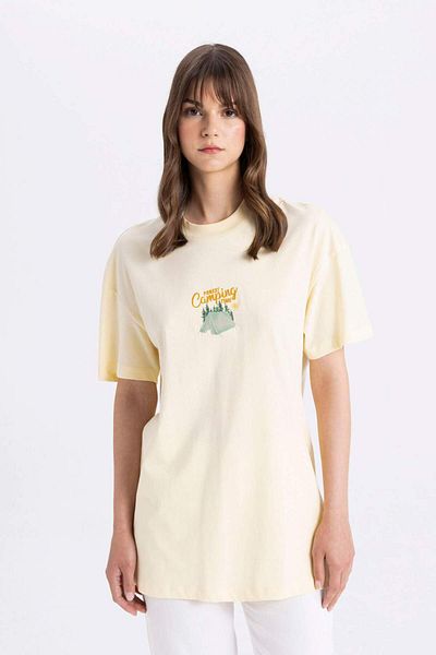 DeFacto Crew Neck Printed T-Shirt Tunic - Short Sleeve C5394axer183mcc5395axgn1156