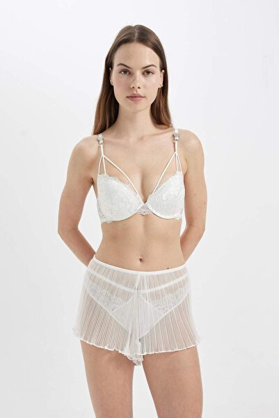 DeFacto Fall In Love Νυφικό λευκό δαντελένιο σορτς B5451ax24sp