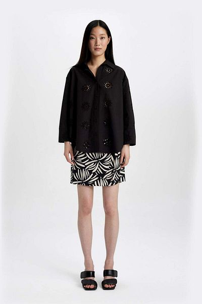 DeFacto A-line Patterned High Waist Maroken Mini Skirt C4803AX24SM