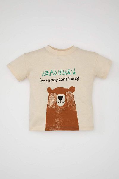 DeFacto Baby Boy Animal Pattern Short Sleeve T-shirt C5910A524SM