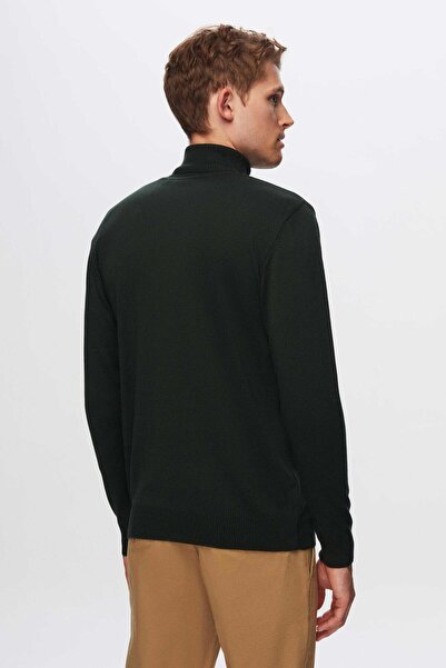 D'S Damat Ds Damat Regular Fit Khaki Cotton Blended Turtleneck Sweater