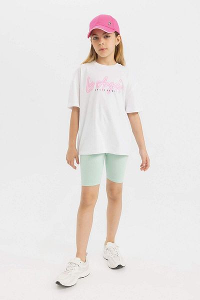 DeFacto Girl's Crew Neck Back Printed Oversize T-Shirt C5281A8Wt34-Mm