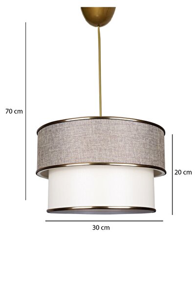 HOMİNG Hasır Kumbeji Kumaş Tekli Gold Detaylı Avize Sarkıt