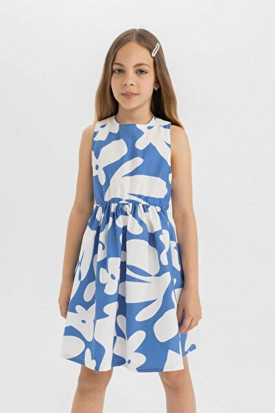 DeFacto Сукня для дівчинки з попліну з візерунком без рукавів C3711A824HS