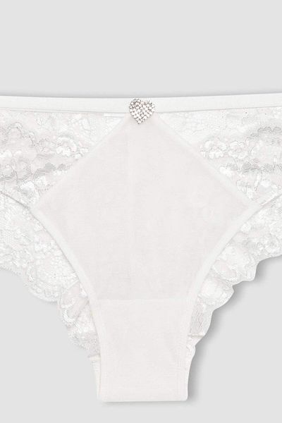DeFacto Закохайтеся Весільна білизна Beyaz Dantel Brazilian Slip Külot B8718AX24SM