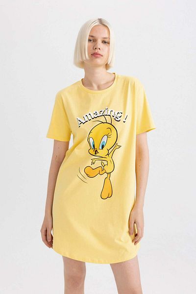 DeFacto Νυχτικό Fall in Love Looney Tunes Crew λαιμόκοψη κοντό μανίκι C1764AX24SM