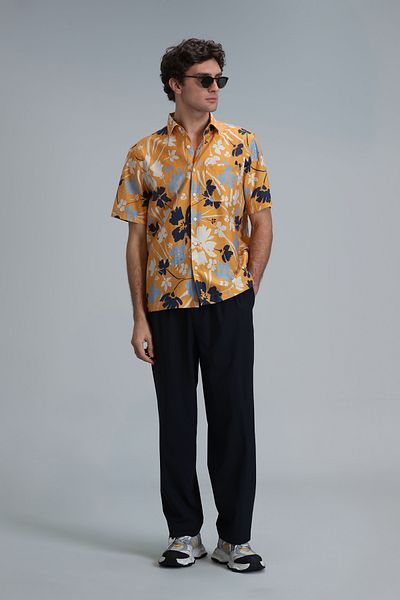 Lufian Ανδρικό πουκάμισο Regular Fit Yellow Shen - Basic Model