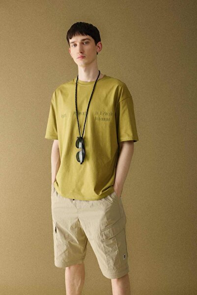 DeFacto Μπλουζάκι με κοντό μανίκι με στάμπα με φαρδύ πλάτος πλάτη B4903AX24SP