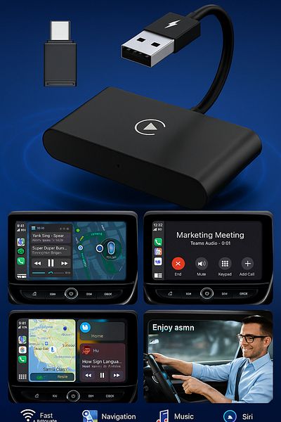 OEM Modulator Auto CarPlay Wireless IOS, adaptor USB inteligent Carplay, reconectare automată, compatibil USB