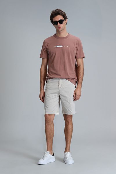 Lufian Cinnamon Patterned Kane Modern Graphic T-Shirt