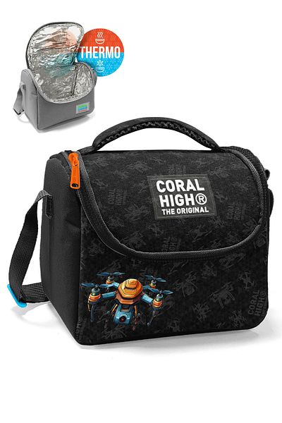 Coral High Black Drone Patterned Thermo Lunchbox 22791