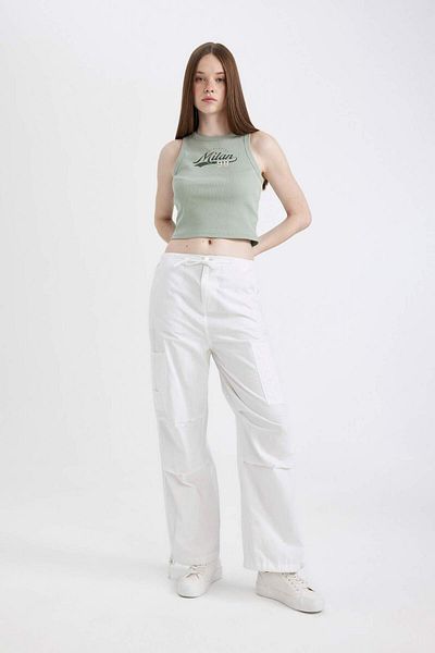 DeFacto Fitted Printed Crew Neck Ribbed Camisole Athlete C9327AX24SM