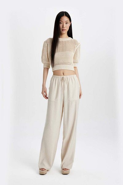 DeFacto Crew Neck Half Sleeve Crochet Knitwear T-Shirt C9165Ax24Sm