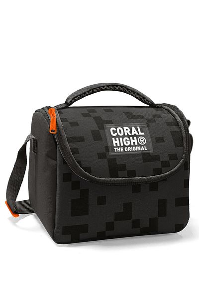 Coral High Kids Black Block Patterned Thermo Lunchbox 22794