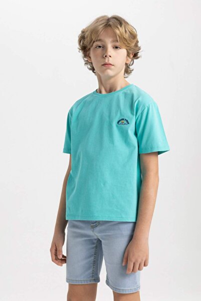 DeFacto Boy's Crew Neck Embroidered Short Sleeve T-Shirt C1918A824SM