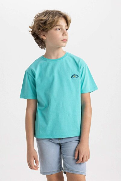 DeFacto Boy's Crew Neck Embroidered Short Sleeve T-Shirt C1918A824SM