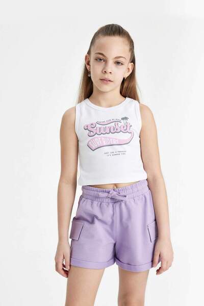 DeFacto Girl's Basic Plain Shorts with Elastic Waist B5377A824Hs