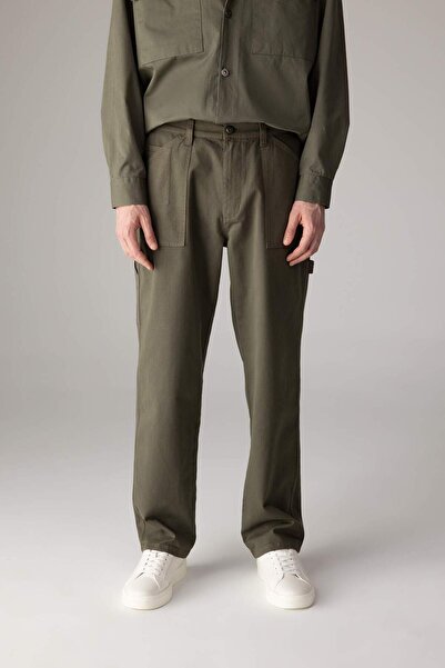 DeFacto Yazlık Gabardin Pantolon Straight Fit Bol Rahat Kesim Cepli Düz Paça B4089AX24SP